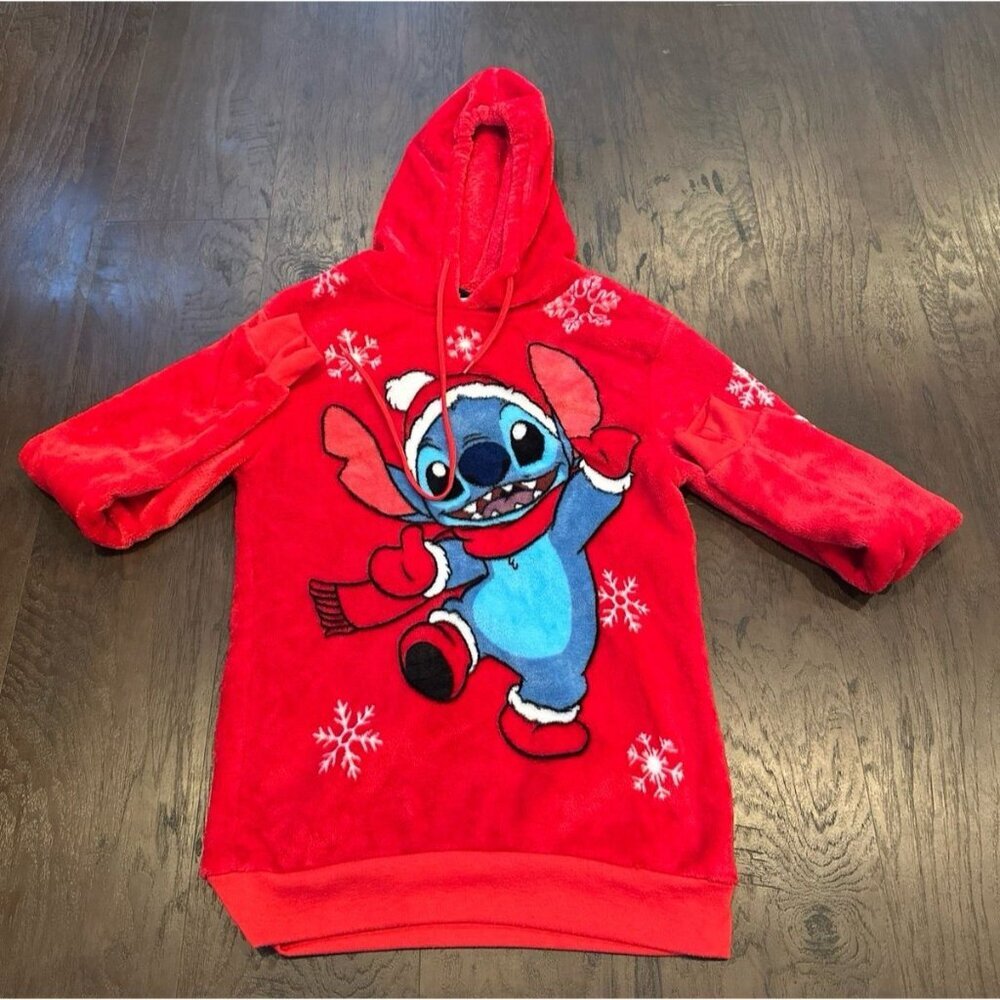 DISNEY STITCH  MERRY STITCHMAS RED‎ HOODIE SUPER SOFT LIGHTWEIGHT SZ SMALL NWT